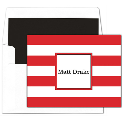 Red Stripe Folded Note Cards